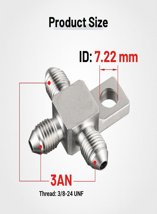 EVIL ENERGY 3AN Male Brake Tee Block Fitting with Mount Tab Stainless Steel - Image 2
